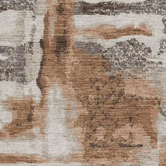 Rust And Brown Abstract Washable Area Rug With UV Protection Photo 3