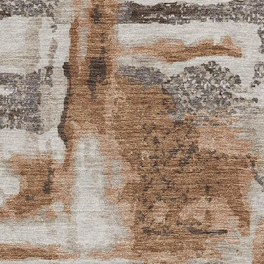 Rust And Brown Abstract Washable Area Rug With UV Protection Photo 3