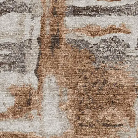 Rust And Brown Abstract Washable Area Rug With UV Protection Photo 3