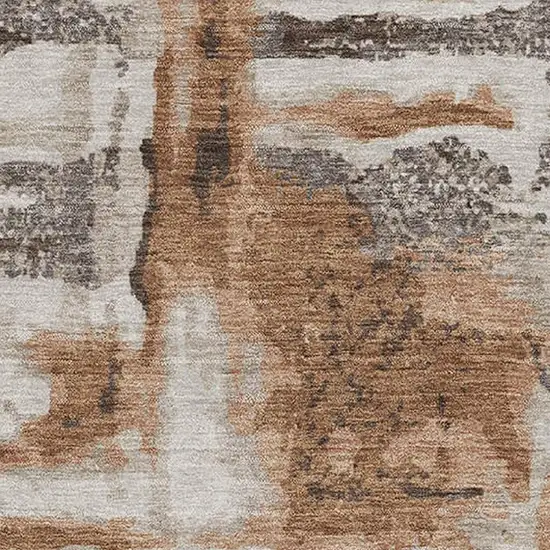 Rust And Brown Abstract Washable Area Rug With UV Protection Photo 3