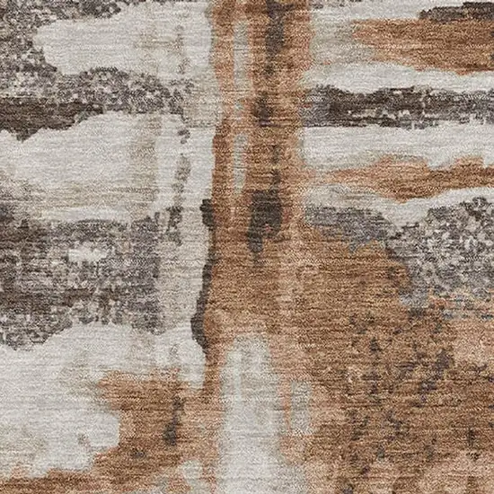 Rust And Brown Abstract Washable Area Rug With UV Protection Photo 3