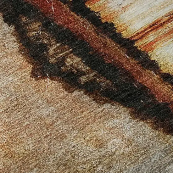 Rust And Charcoal Abstract Washable Area Rug With UV Protection Photo 5