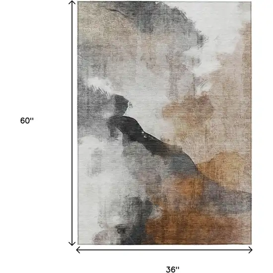Rust And Charcoal Abstract Washable Indoor Outdoor Area Rug Photo 7