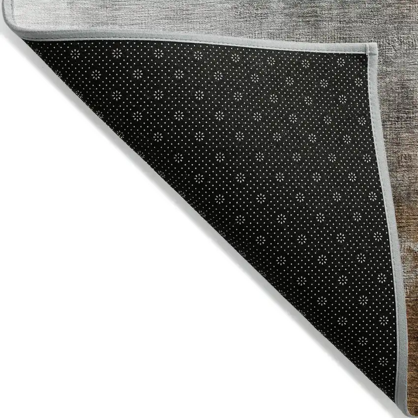 Rust And Charcoal Abstract Washable Indoor Outdoor Area Rug Photo 9