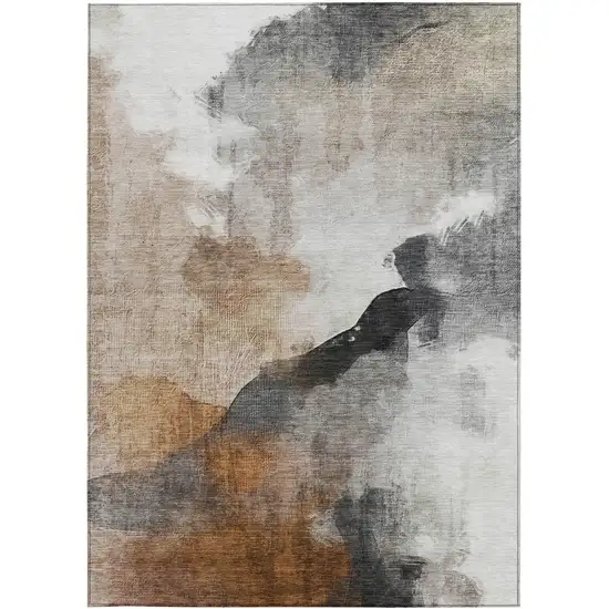 Rust And Charcoal Abstract Washable Indoor Outdoor Area Rug Photo 9