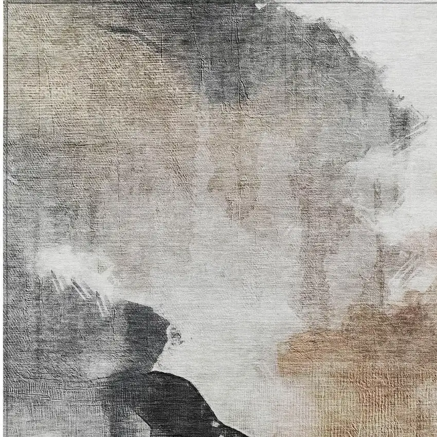 Rust And Charcoal Abstract Washable Indoor Outdoor Area Rug Photo 3