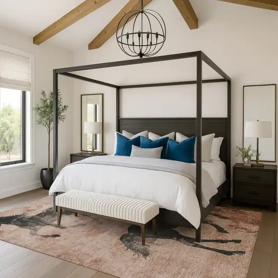 Rust And Charcoal Animal Print Washable Area Rug With UV Protection Photo 2