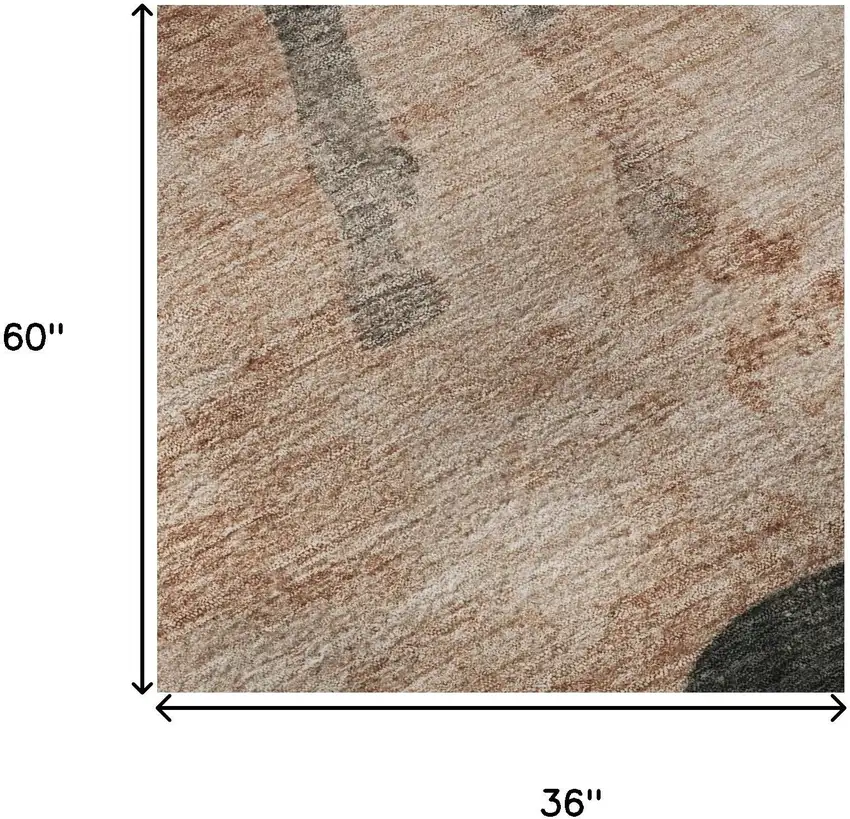 Rust And Charcoal Animal Print Washable Area Rug With UV Protection Photo 8