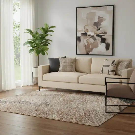 Rust And Charcoal Animal Print Washable Area Rug With UV Protection Photo 2