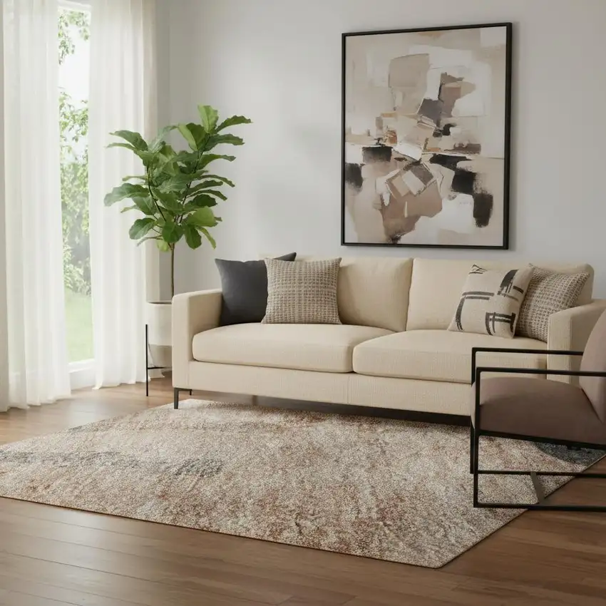 Rust And Charcoal Animal Print Washable Area Rug With UV Protection Photo 2