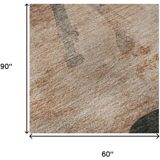 Rust And Charcoal Animal Print Washable Area Rug With UV Protection Photo 8