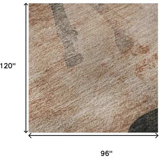 Rust And Charcoal Animal Print Washable Area Rug With UV Protection Photo 9