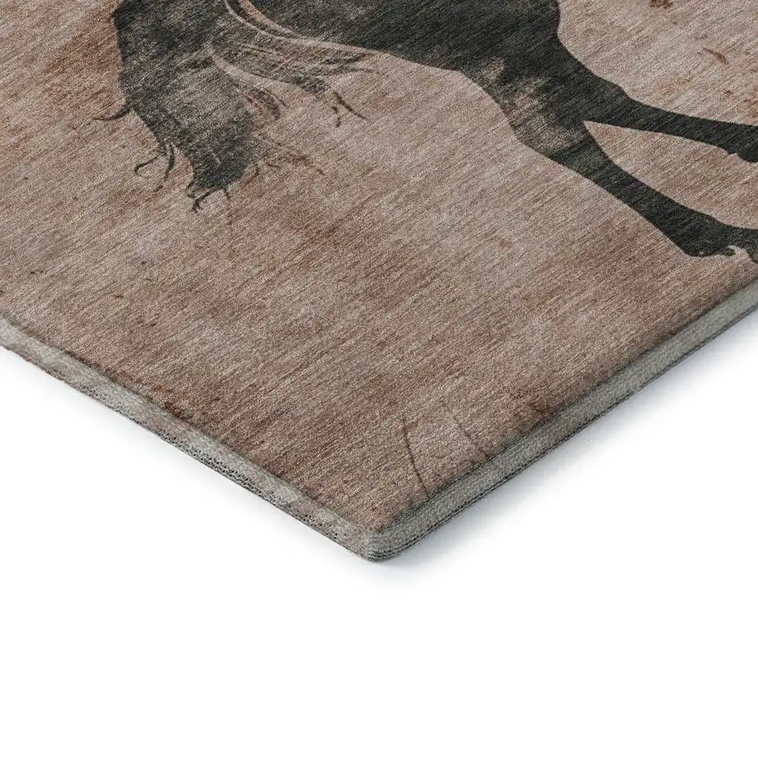 Rust And Charcoal Animal Print Washable Area Rug With UV Protection Photo 7