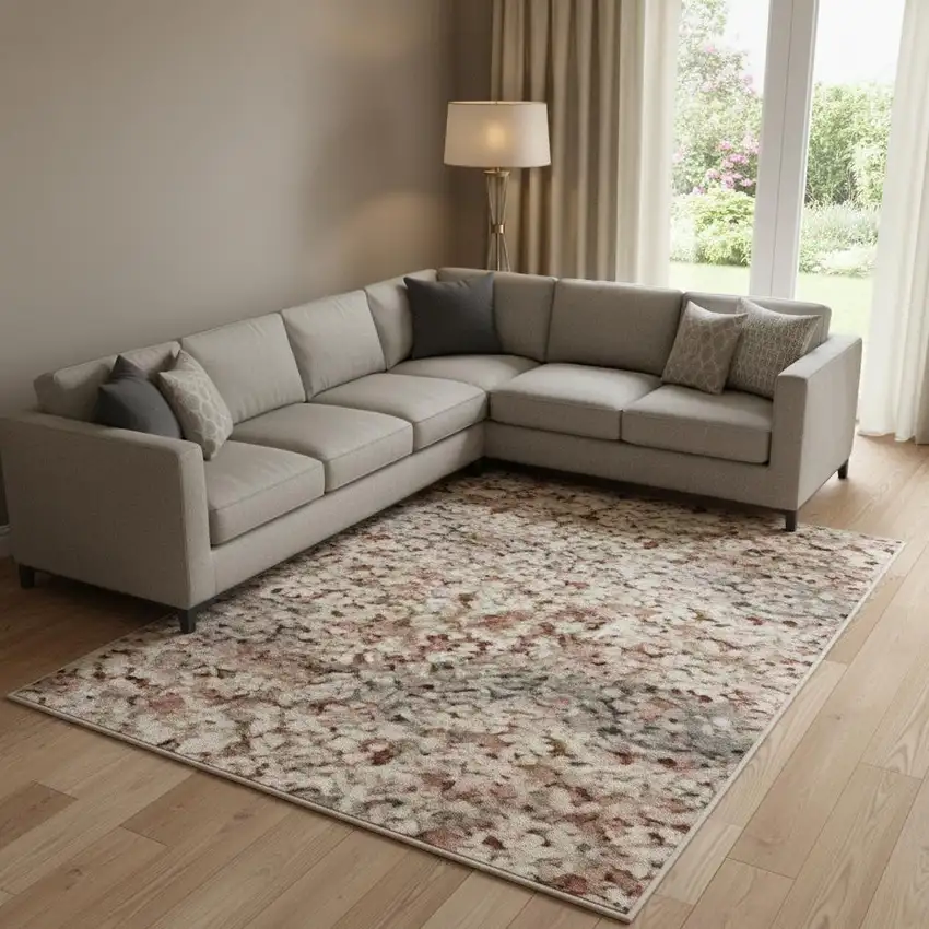 Rust And Charcoal Animal Print Washable Area Rug With UV Protection Photo 1