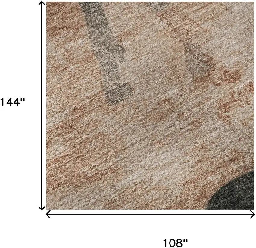 Rust And Charcoal Animal Print Washable Area Rug With UV Protection Photo 8