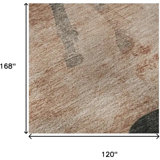 Rust And Charcoal Animal Print Washable Area Rug With UV Protection Photo 9