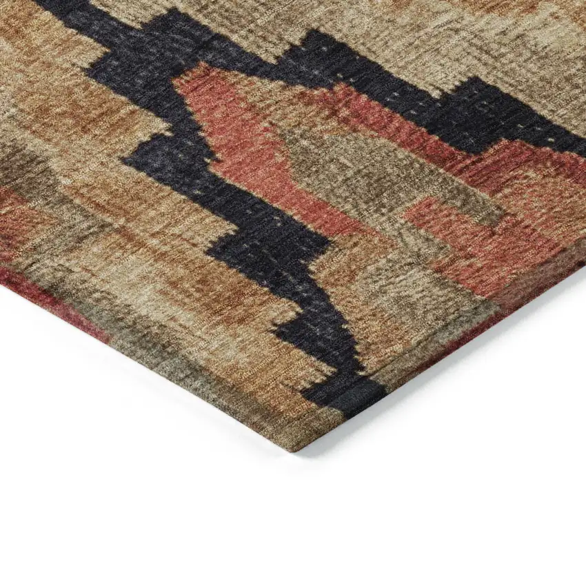Rust And Charcoal Aztec Washable Indoor Outdoor Area Rug Photo 8