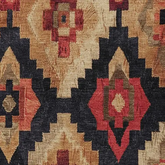 Rust And Charcoal Aztec Washable Indoor Outdoor Area Rug Photo 4