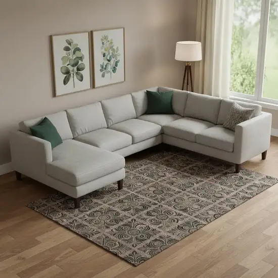 Rust And Charcoal Medallion Washable Area Rug With UV Protection Photo 1