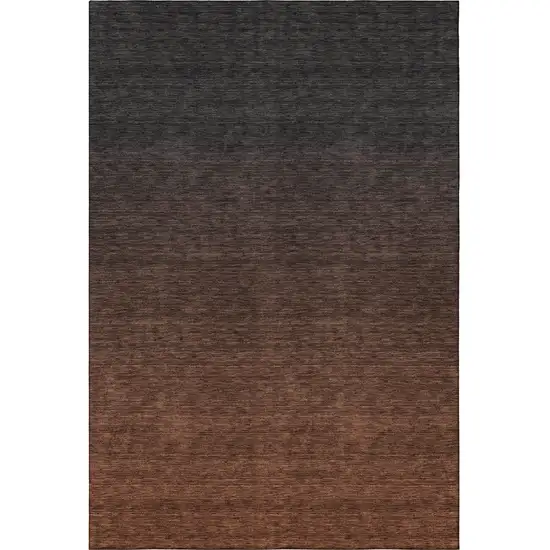 Rust And Charcoal Ombre Washable Area Rug With UV Protection Photo 4