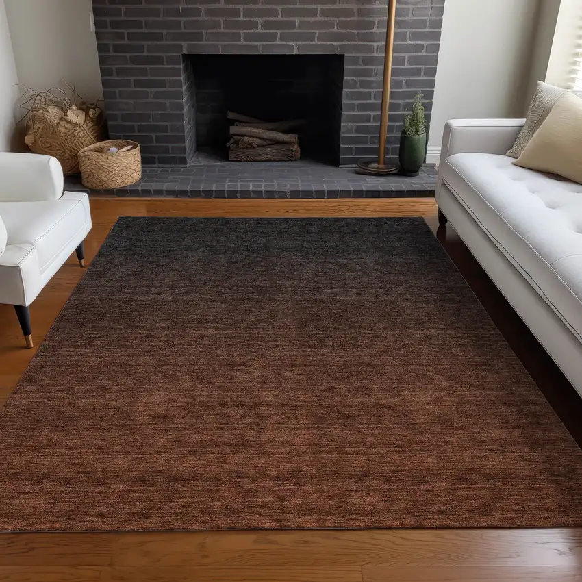 Rust And Charcoal Ombre Washable Area Rug With UV Protection Photo 5