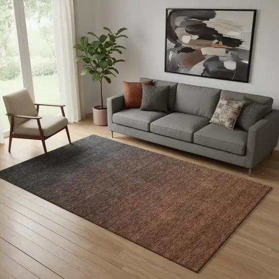Rust And Charcoal Ombre Washable Area Rug With UV Protection Photo 1