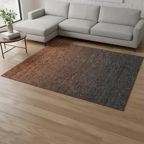 Rust And Charcoal Ombre Washable Area Rug With UV Protection Photo 2