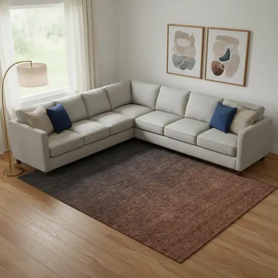 Rust And Charcoal Ombre Washable Area Rug With UV Protection Photo 1