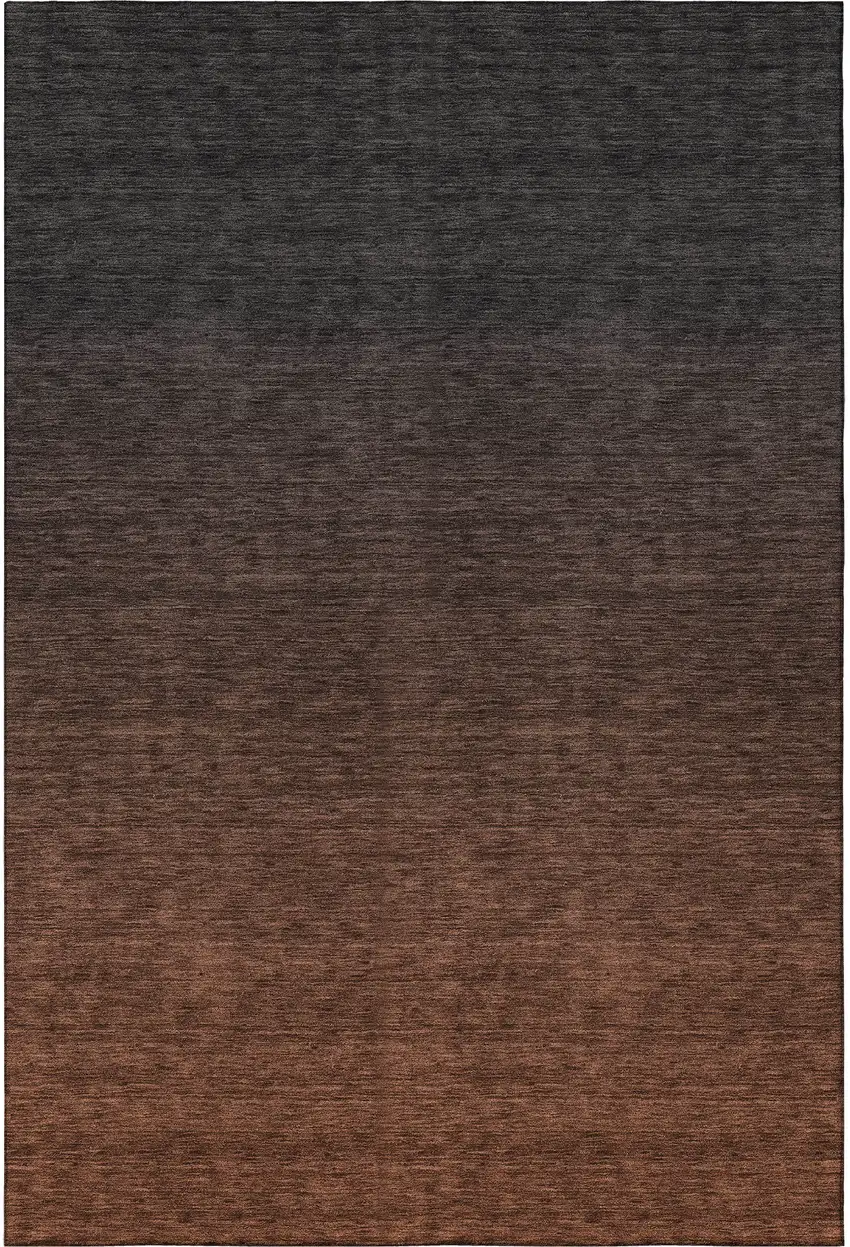 Rust And Charcoal Ombre Washable Area Rug With UV Protection Photo 4