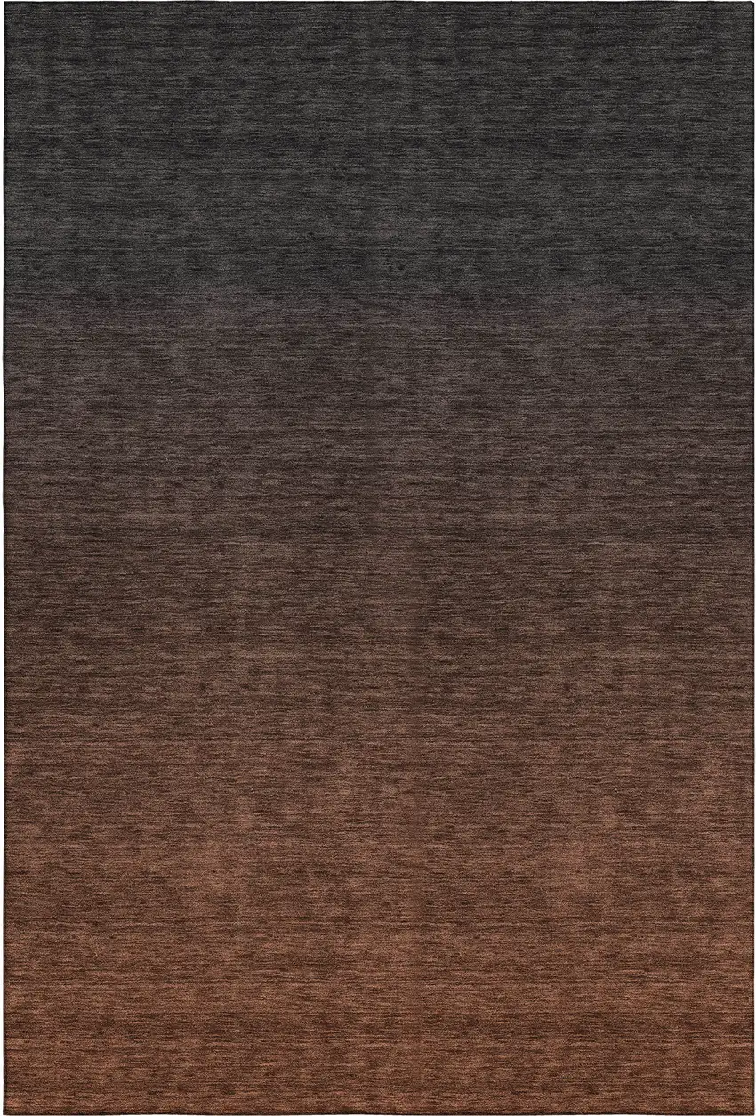 Rust And Charcoal Ombre Washable Area Rug With UV Protection Photo 1