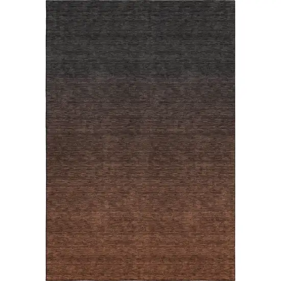 Rust And Charcoal Ombre Washable Area Rug With UV Protection Photo 1