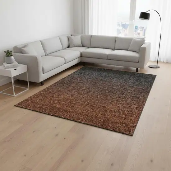 Rust And Charcoal Ombre Washable Area Rug With UV Protection Photo 2