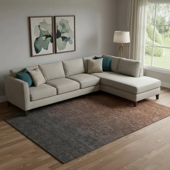 Rust And Charcoal Ombre Washable Area Rug With UV Protection Photo 1