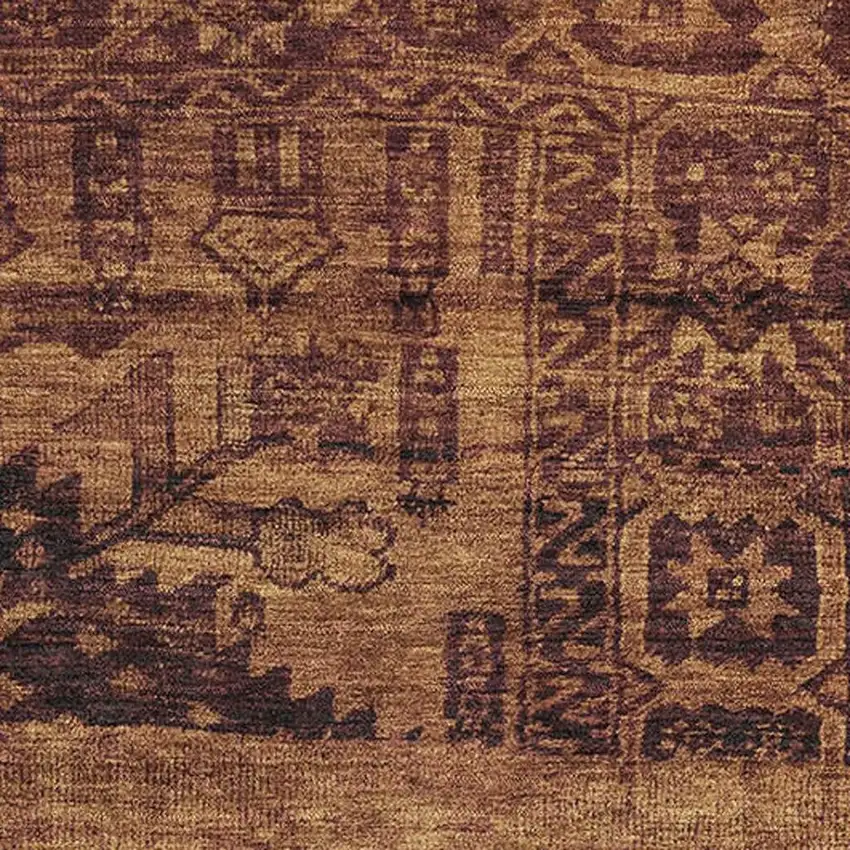 Rust And Chocolate Oriental Washable Area Rug With UV Protection Photo 2