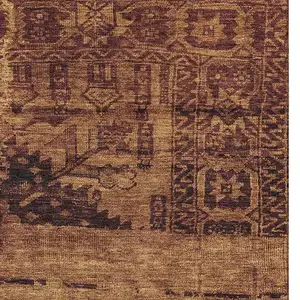 Photo of Rust And Chocolate Oriental Washable Area Rug With UV Protection