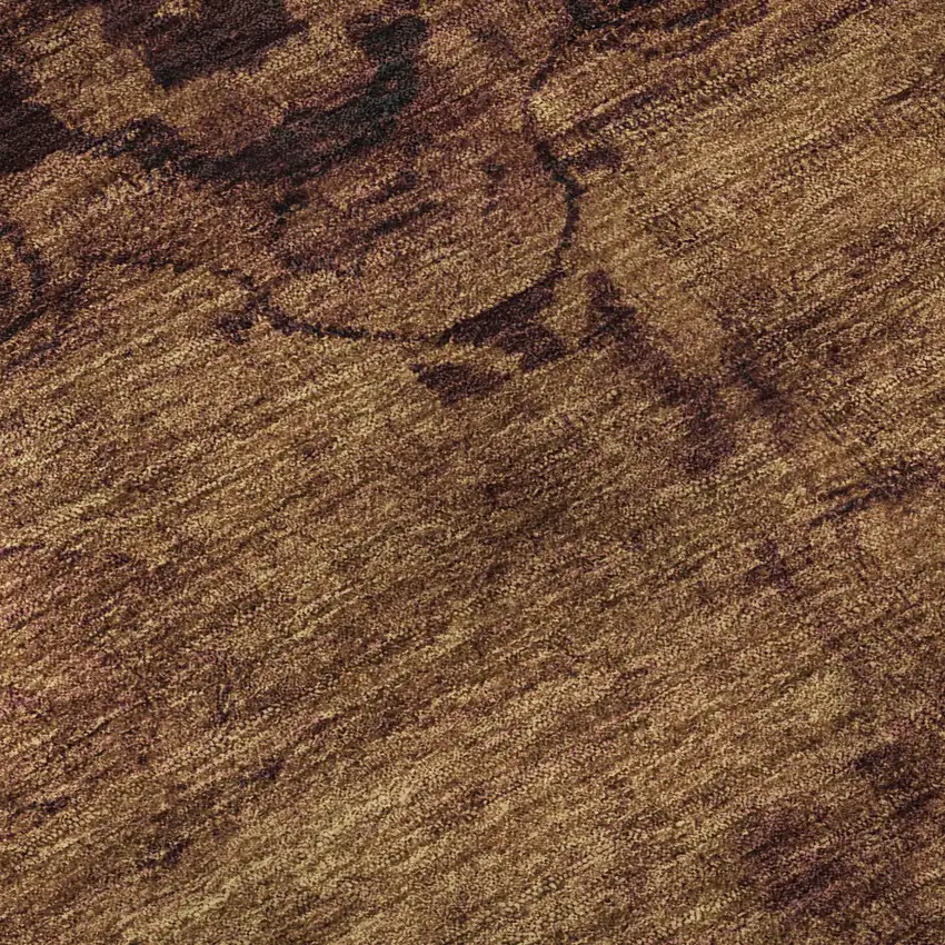 Rust And Chocolate Oriental Washable Area Rug With UV Protection Photo 9
