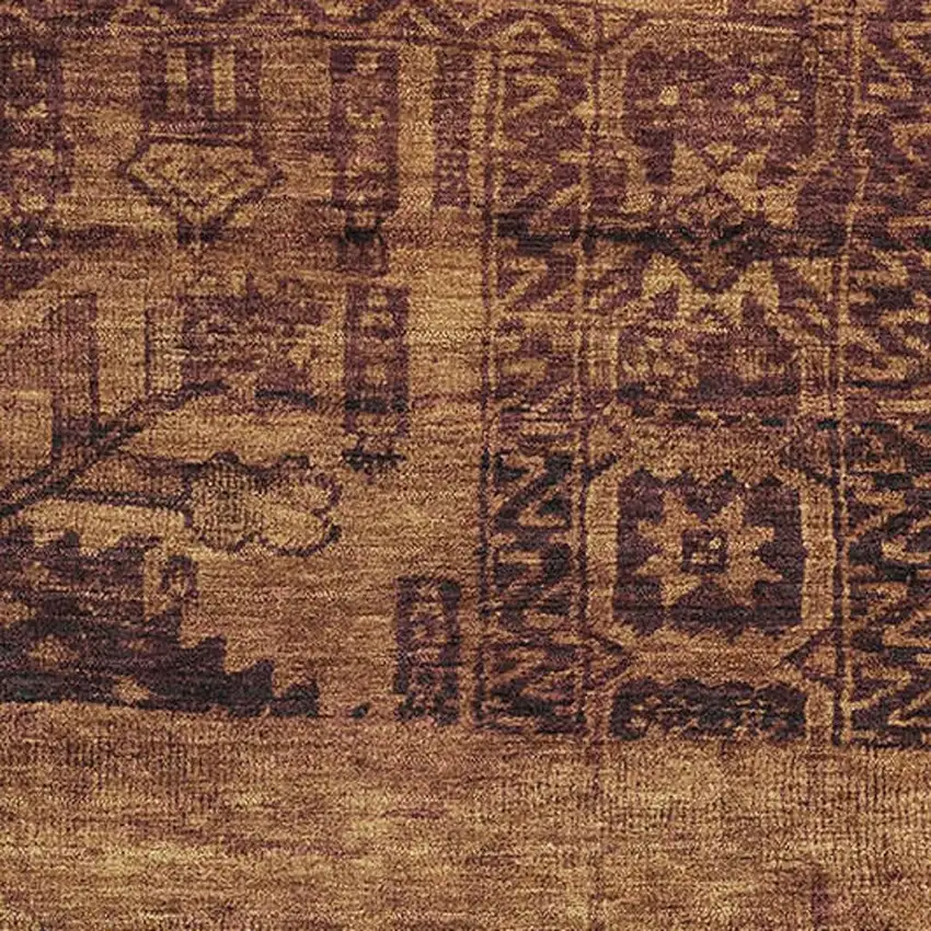 Rust And Chocolate Oriental Washable Area Rug With UV Protection Photo 2