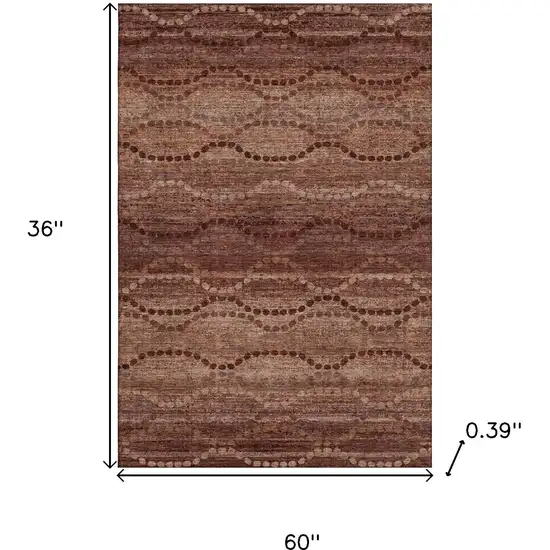 Rust And Copper Abstract Geometric Washable Area Rug With UV Protection Photo 9
