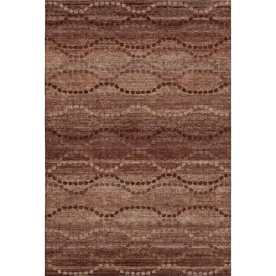 Rust And Copper Abstract Geometric Washable Area Rug With UV Protection Photo 1