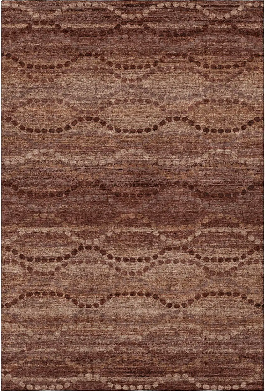 Rust And Copper Abstract Geometric Washable Area Rug With UV Protection Photo 3