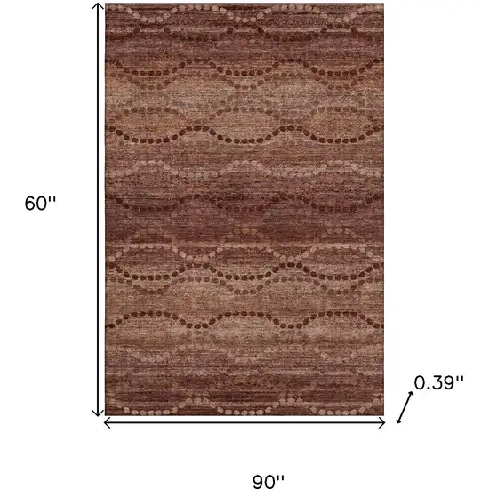 Rust And Copper Abstract Geometric Washable Area Rug With UV Protection Photo 8