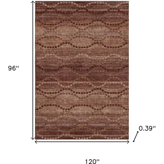 Rust And Copper Abstract Geometric Washable Area Rug With UV Protection Photo 9
