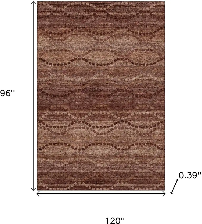 Rust And Copper Abstract Geometric Washable Area Rug With UV Protection Photo 9