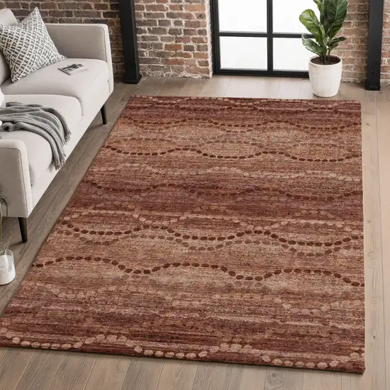 Rust And Copper Abstract Geometric Washable Area Rug With UV Protection Photo 5