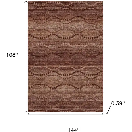 Rust And Copper Abstract Geometric Washable Area Rug With UV Protection Photo 9