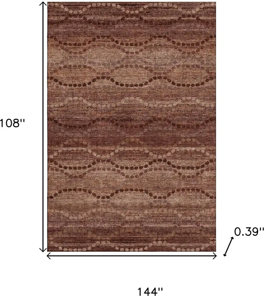 Rust And Copper Abstract Geometric Washable Area Rug With UV Protection Photo 9