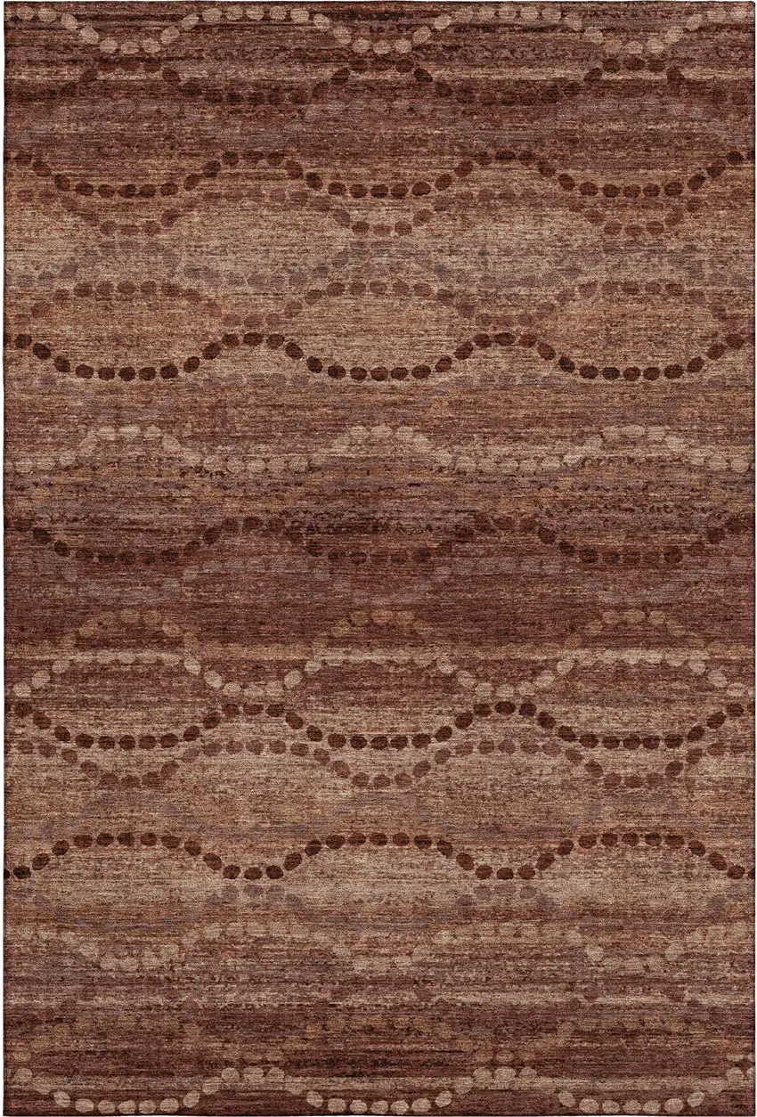 Rust And Copper Abstract Geometric Washable Area Rug With UV Protection Photo 1
