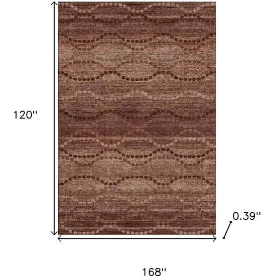 Rust And Copper Abstract Geometric Washable Area Rug With UV Protection Photo 8