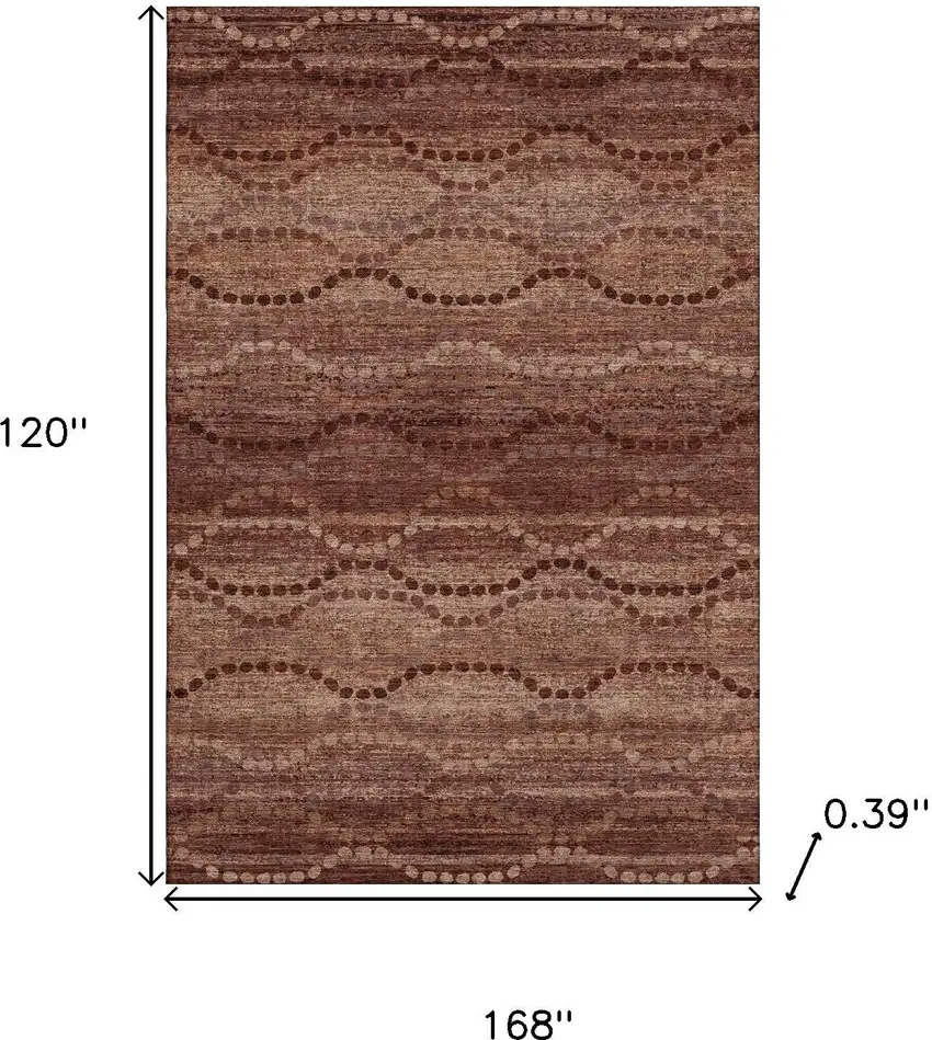 Rust And Copper Abstract Geometric Washable Area Rug With UV Protection Photo 8