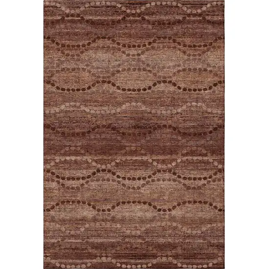 Rust And Copper Abstract Geometric Washable Area Rug With UV Protection Photo 3